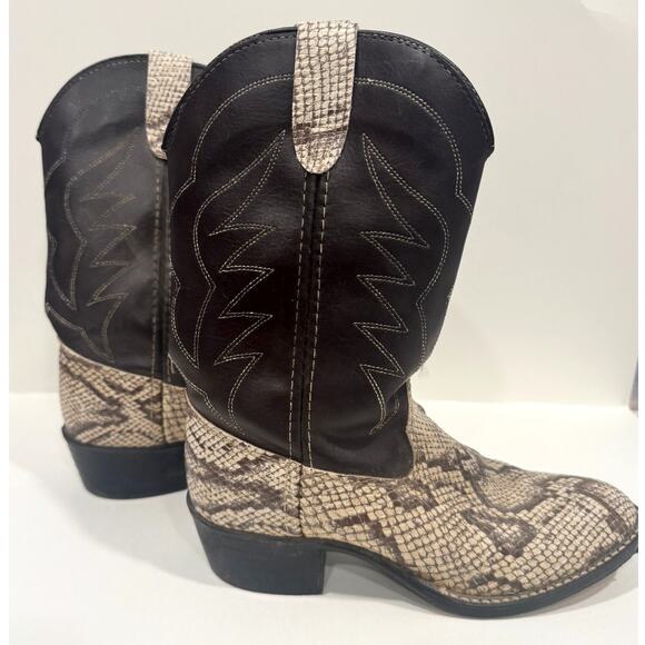 Vintage Bronco 1911 Cowboy Boots Python Snakeskin Western Size 4 - Picture 2 of 5